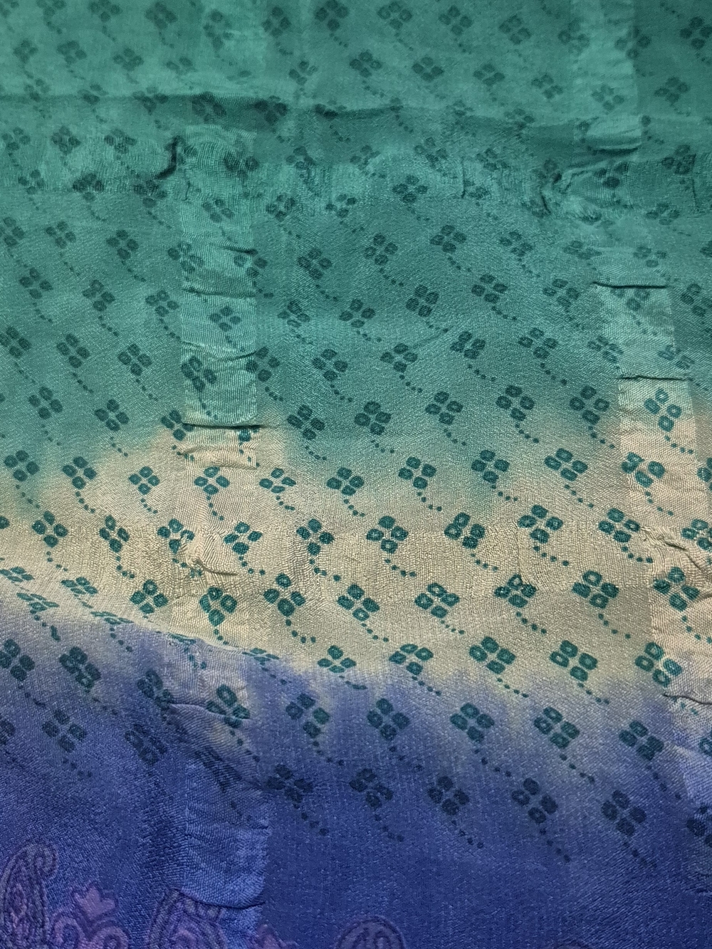 Silk Scarf from Paris, brand new, Teal and Blue